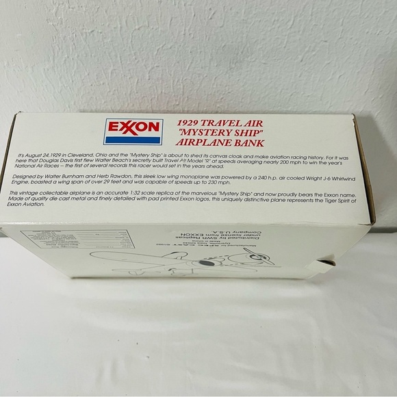 EXXON "Tiger Spirit" 1929 Die Cast Metal Travel Air Airplane Bank Collectors - Picture 6 of 7